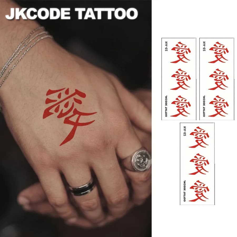 Adesivi per tatuaggi impermeabili con inchiostro "Love" dal design personalizzato rosso, giochi di ruolo, feste, decorazioni per body art, lunga durata 3-7 giorni