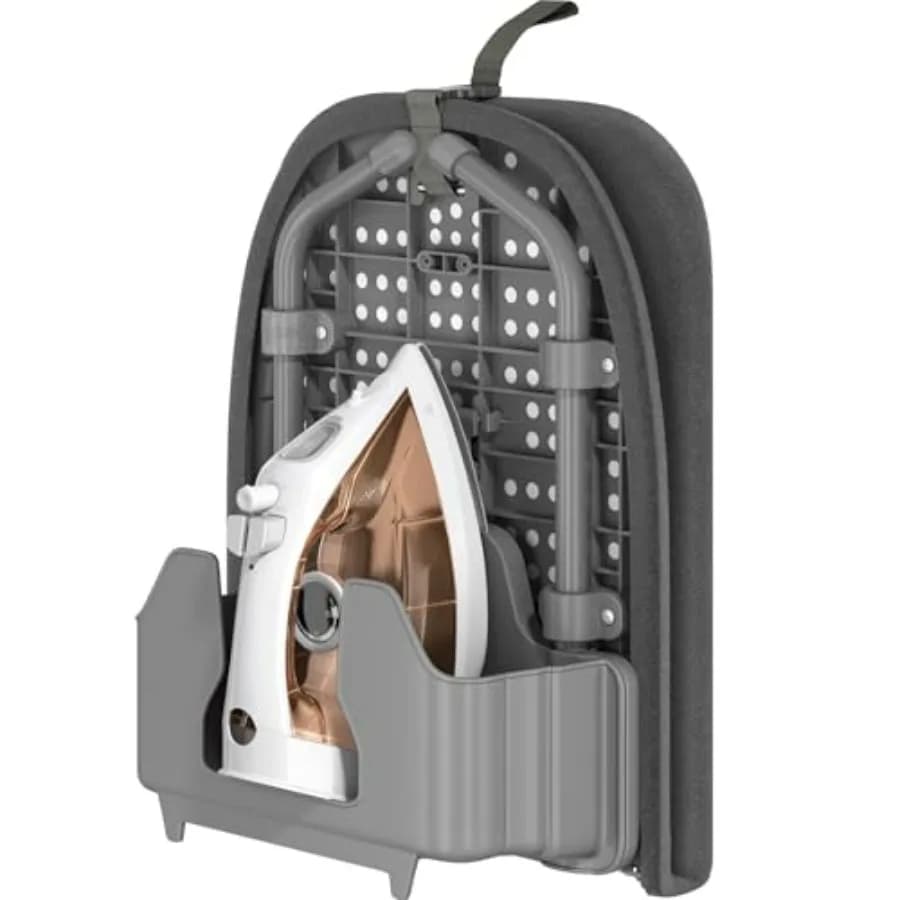 Asse da stiro portatile da tavolo con supporto per ferro da stiro, copertura nera resistente al calore, piedini antiscivolo, 12 x 32 pollici, ideale per casa e viaggi