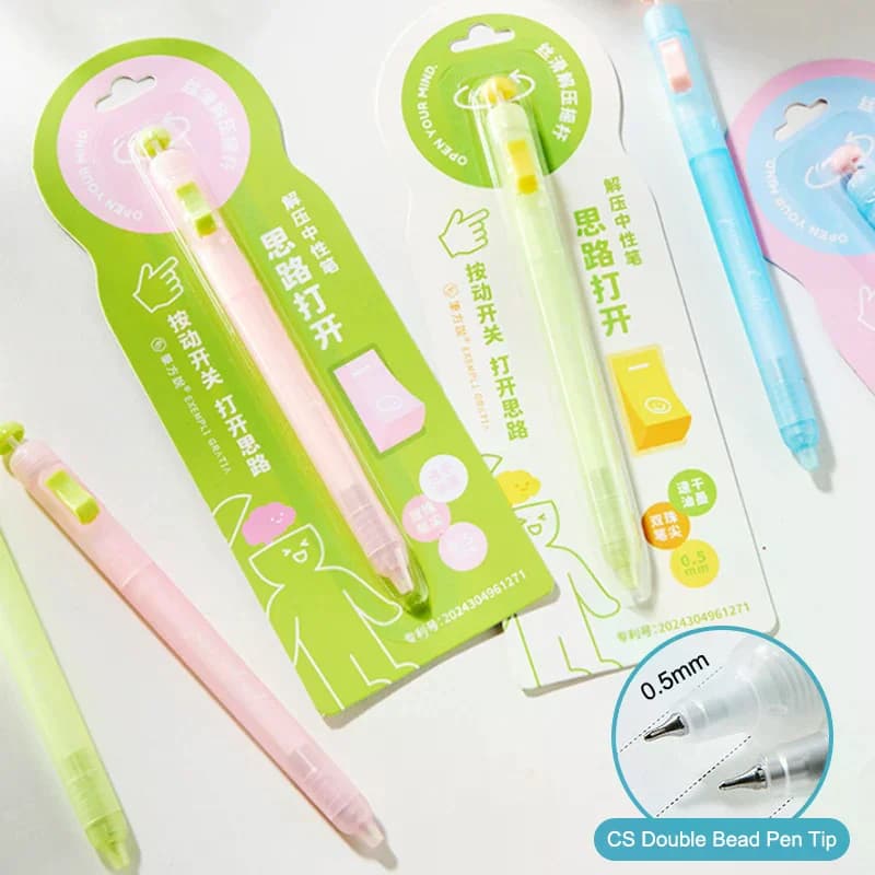 Penna Gel Antistress Relax Fidget Clicker 0.5mm, Scrittura Fluida, Strumento per Alleviare l'Ansia e lo Stress, per Studenti, Ufficio e Scuola