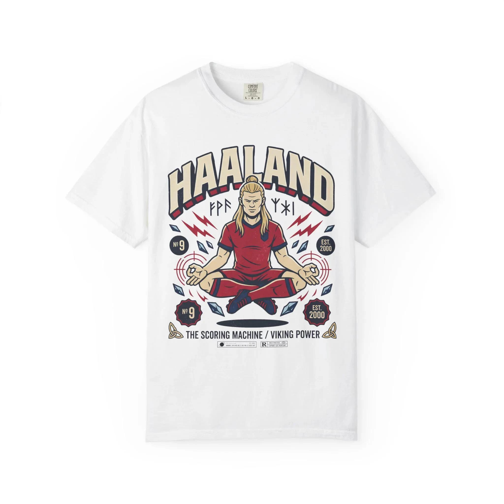 Erling Haaland Norway Football Retro Portrait Printed T-shirt Vintage Washed Viking Goal Machine Streetwear Cotton Unisex Soccer