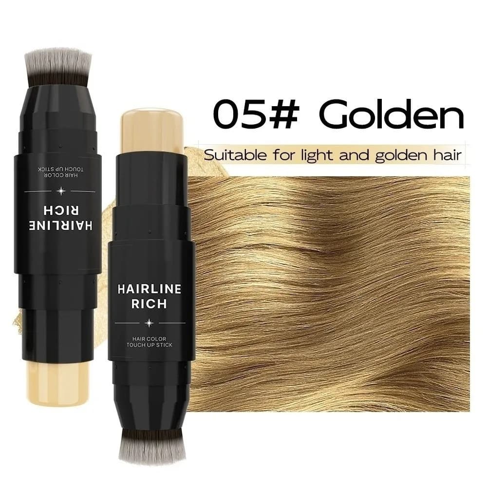 Stick 2 in 1 a doppia punta per ritocchi radici, impermeabile e resistente al sudore, con pennello per nascondere la linea dei capelli e le zone calve.