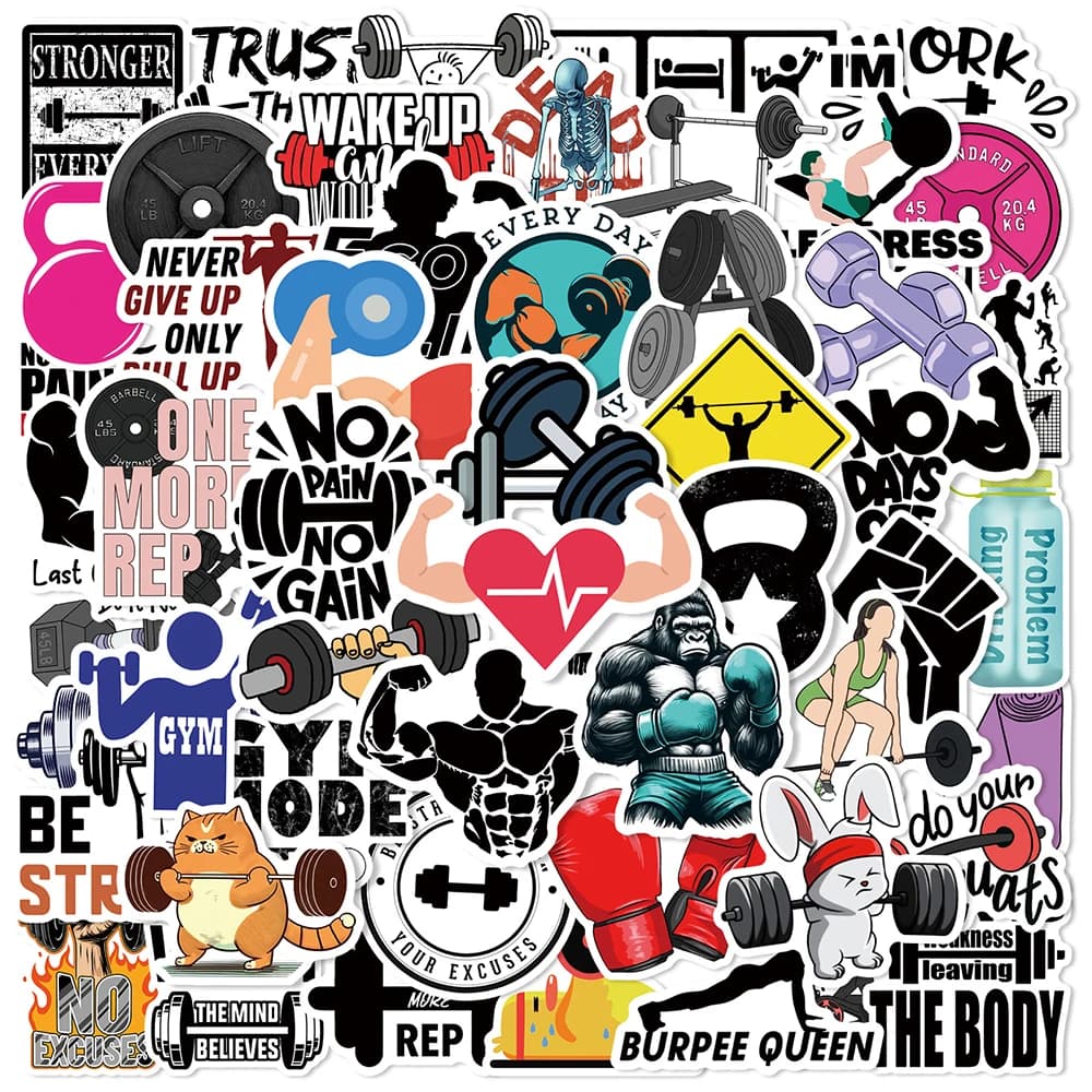 10/30/50 pz sport Fitness Bodybuilding palestra allenamenti Graffiti adesivi Laptop Notebook telefono valigia decorazione Sticker decalcomanie