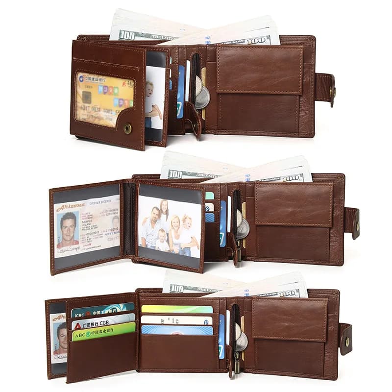Portamonete RFID porta carte di credito portafoglio classico da uomo in vera pelle