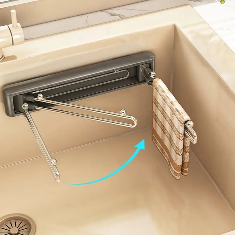 Foldable Kitchen Sink Filter Rack Strong Load-Bearing Mesh Filter Bag Food Waste Drain Basket Easy Installation Self-adhesive