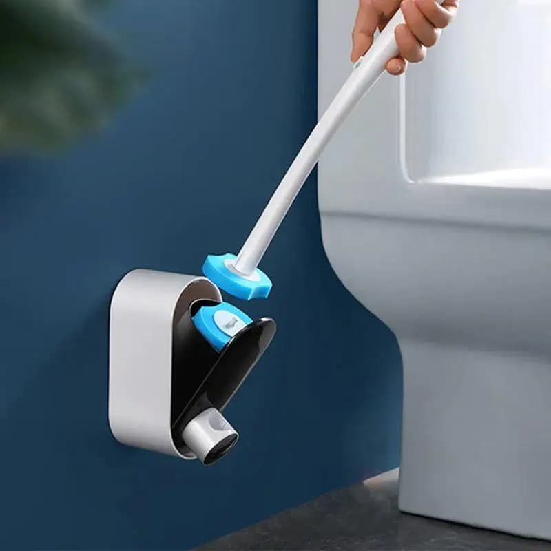 Porta scopino per WC a parete con 8 ricariche Spazzola per pulizia profonda per accessori per la pulizia della casa con manico lungo in mattoni
