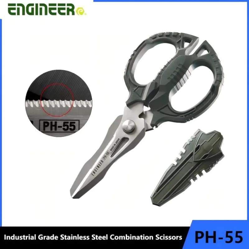 ENGINEER PH-55 Industrial-Grade Combination Scissors Teeth Non-Slip Scissors Strong Universal Iron Wrist Electrician's Scissors
