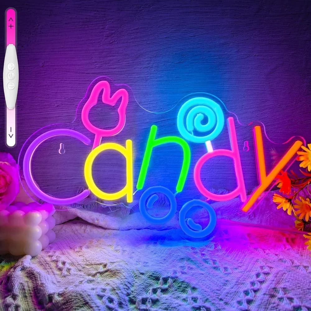 Candy Neon Sign Lecca-lecca Lampada Insegne Colori misti Barra luminosa a LED Camera da letto per bambini Decorazione artistica da parete Decorazione del negozio di suggerimenti alimentati tramite USB