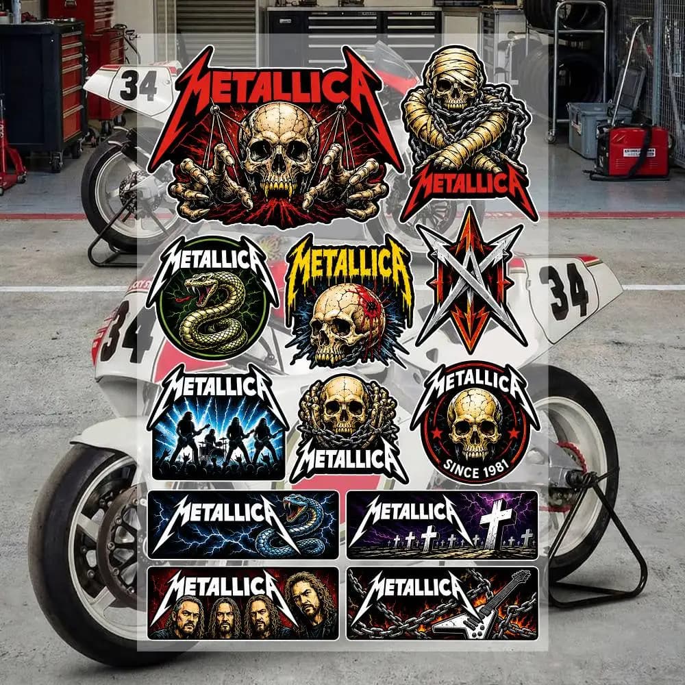 M-MET-ALLICA Stickers Waterproof Vinyl Decals for Motorcycle cars bicycles skateboards Laptop Water Bottle Phone Case