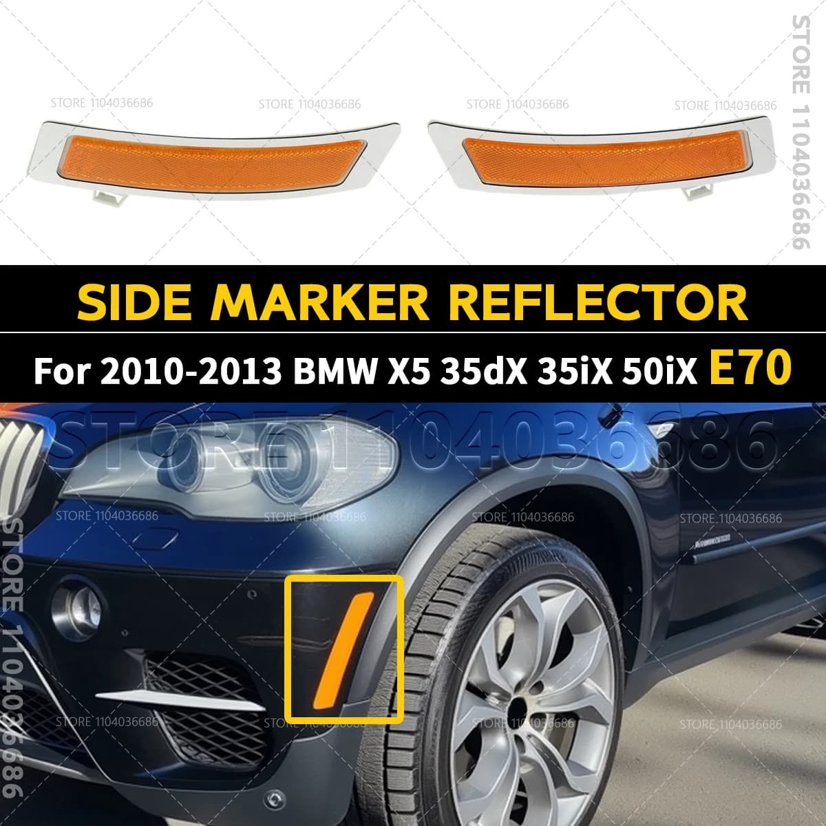 Per il 2010-2013 BMW X5 35dX 35iX 50iX (E70) Paraurti anteriore Indicatore laterale Riflettore Lampada 63147274433 63147274434