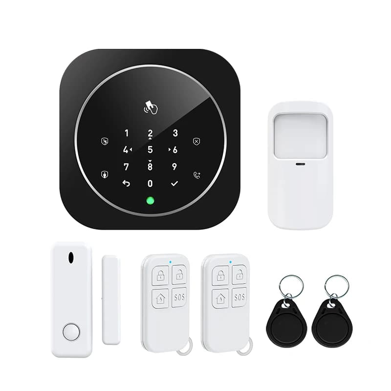 Sistema di allarme WIFI GSM Tuya APP telecomando sensore di allarme di sicurezza domestica rilevatore PIR contatto porta carta Rifd