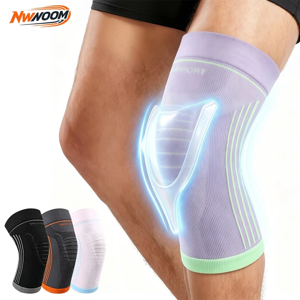 1-2Pcs Compression Knee Sleeves with Gel Pad,Lightweight Knee Brace Support, Men Women Sports Running Cycling Basketball Soccer