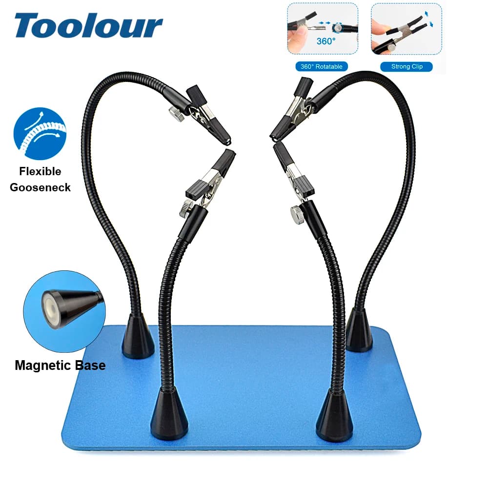 Toolour Strumento di saldatura magnetico per mani aiutanti 4 Supporto per circuito stampato PCB 4 bracci a collo di cigno per riparazioni elettroniche Gioielli Hobby