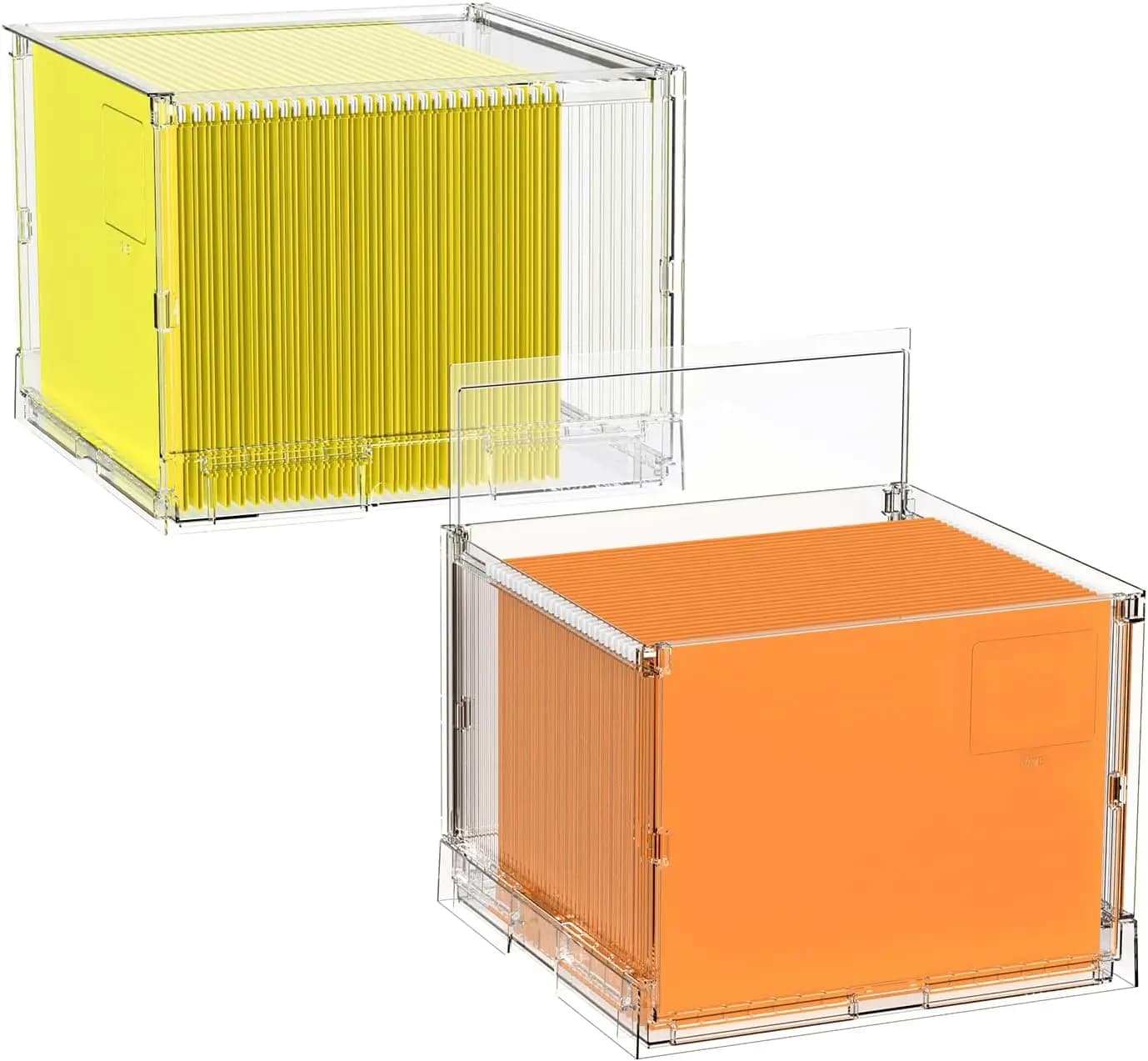 Scatola Portadocumenti con Coperchio, Organizzatore Appendibile per Archiviazione Documenti con Cassetto in Plastica, Portadocumenti Formato Letter