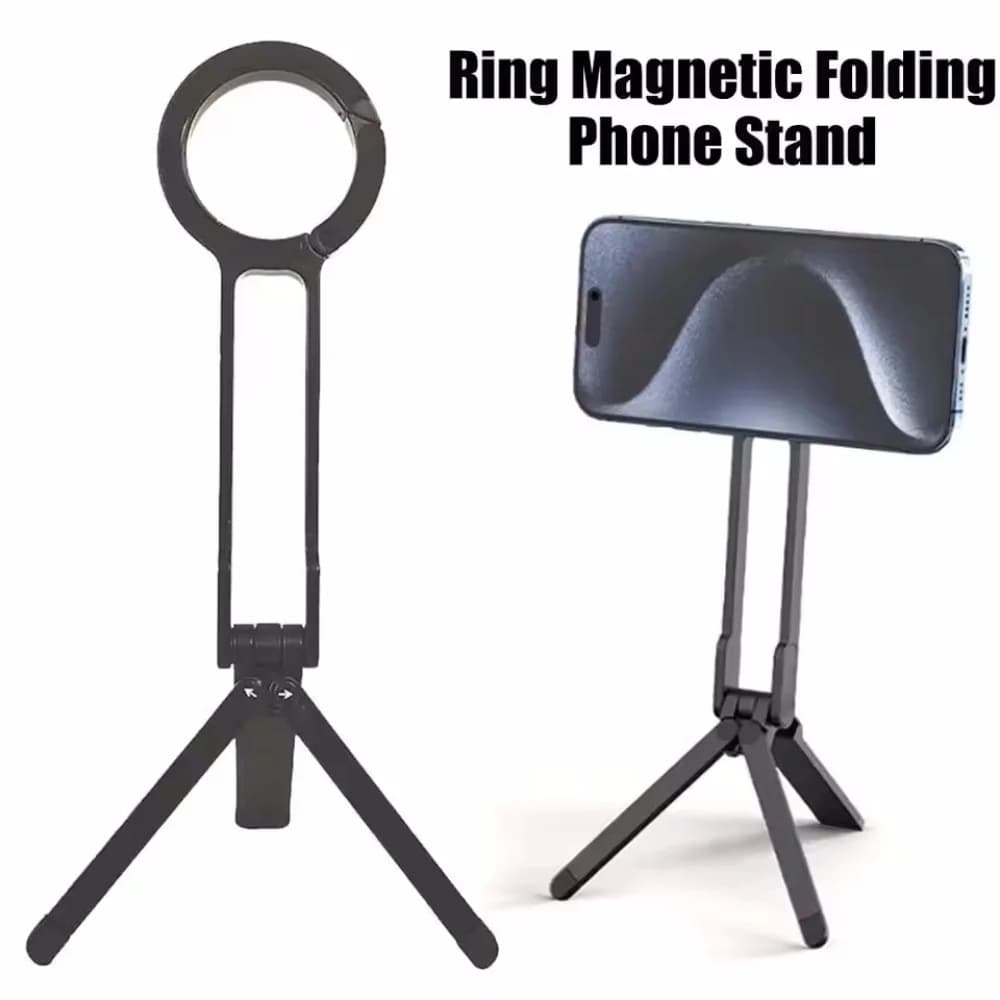 Treppiede magnetico per telefono con moschettone Supporto portatile per telefono S-Side Supporto da scrivania Supporto per maniglia selfie per iPhone 15/14 ProMax