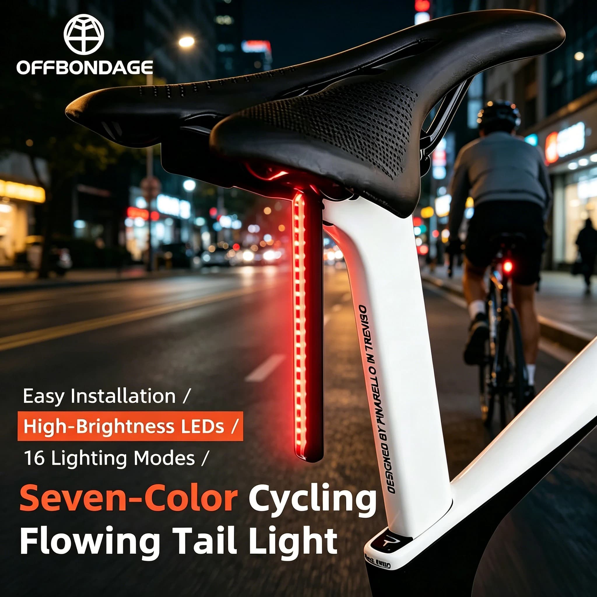 Fanale Posteriore Bici RGB OFFBONDAGE Ricaricabile 1200mAh Impermeabile Luce Posteriore Bici da Sella per Sicurezza Notturna