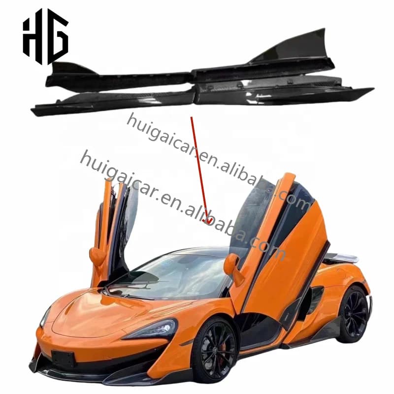 Kit Carrozzeria in Fibra di Carbonio Lucida Stile 600LT 620R, Minigonne Laterali per McLaren 540C 570S 570GT