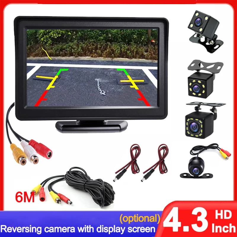 Telecamera per retromarcia con schermo per monitor da 4,3 pollici Telecamera per retromarcia per sistema di parcheggio per auto Telecamera per installazione semplice del veicolo
