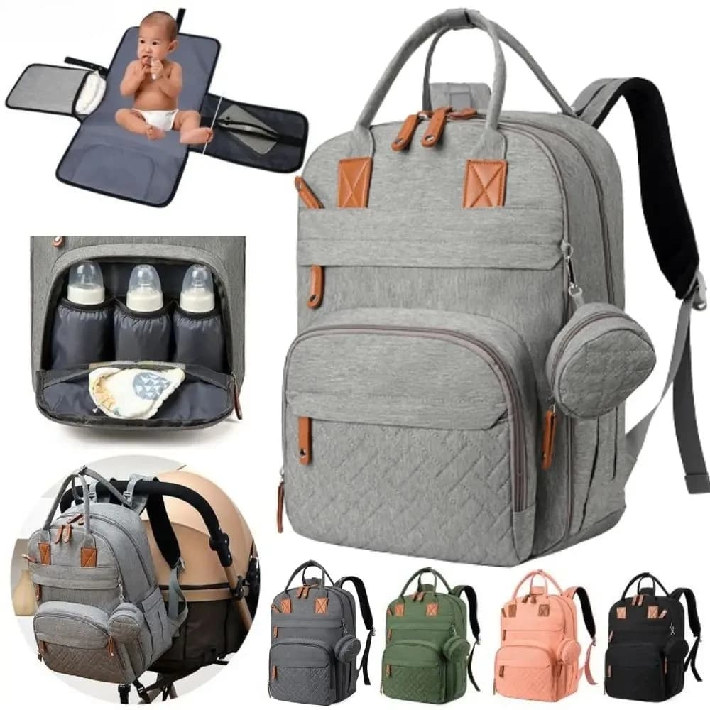 Borsa per pannolini Zaino Borsa da viaggio per bambini Essentials Multifunzione impermeabile con fasciatoio Cinghie per passeggino Grandi per la mamma