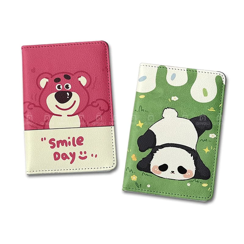 Nice passport case with panda, passport case with pink bear, credit card case, passport case, woman travel accessories, passport wallet