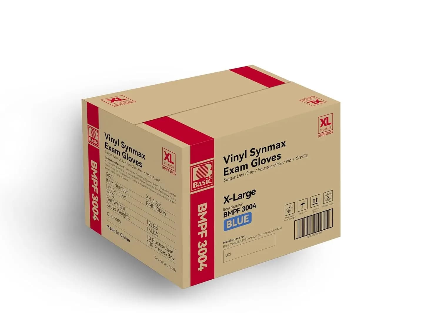 Guanti in Vinile Blu per Esami, Senza Lattice e Senza Polvere, Taglia Extra Large, Confezione da 1.000 per Uso Medico