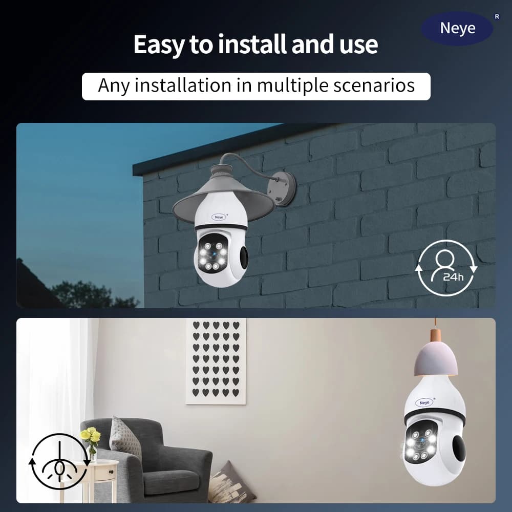 Neye 8MP 4K S20 WiFi Sicurezza Telecamera intelligente Faretto E27 Lampadina Telecamera AI Tracciamento automatico CCTV a colori Baby Monitor