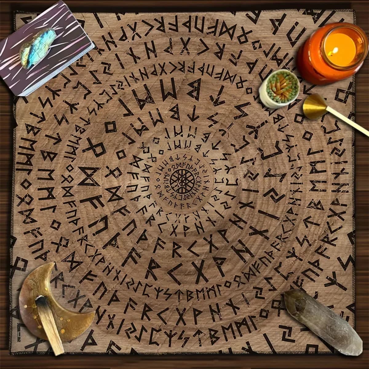 Magic Runes Tarot Tablecloth Altar Cloth Tarot Tapestry Wall Hanging Witchy Decor Spiritual Oracle Card Pad Board Game Mat