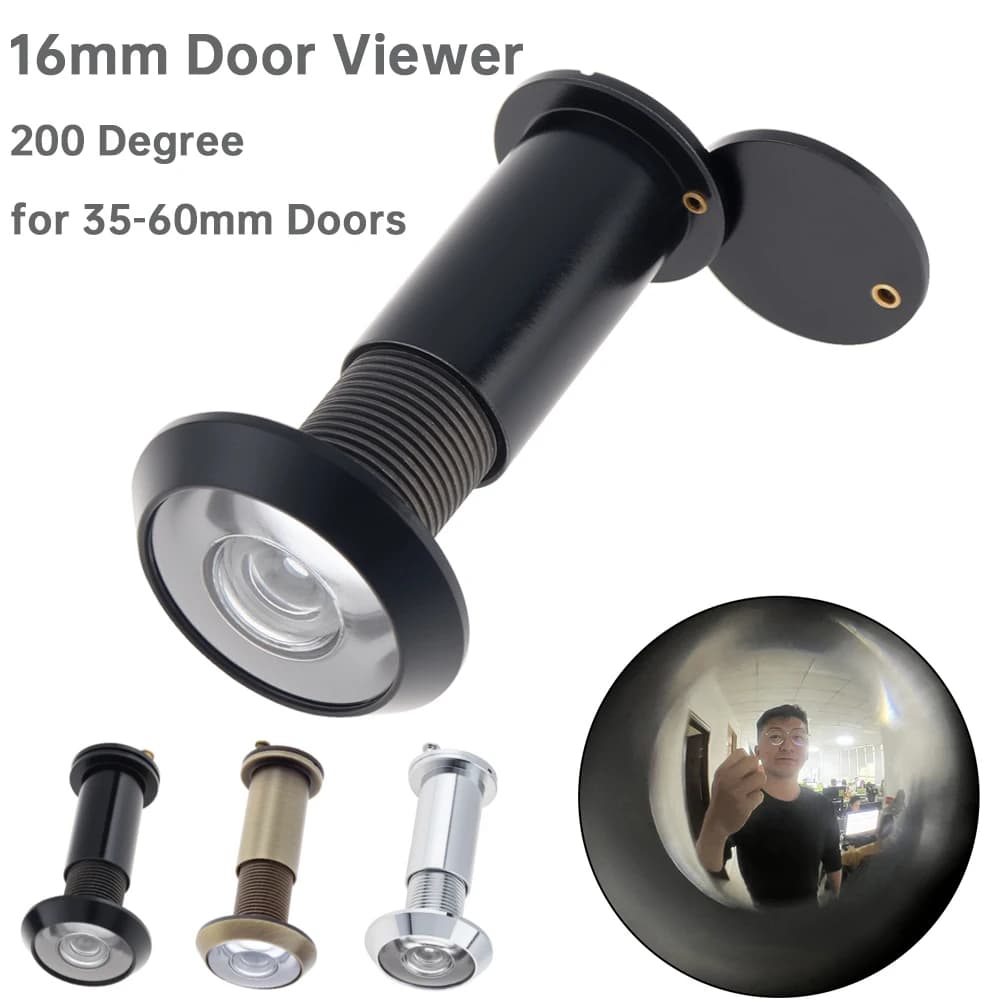 16mm Solid Brass 200 Degree Door Viewer Peephole HD Optical Glass Lens Security Peek Peep Holes Tools for 35-60mm Door Thickness