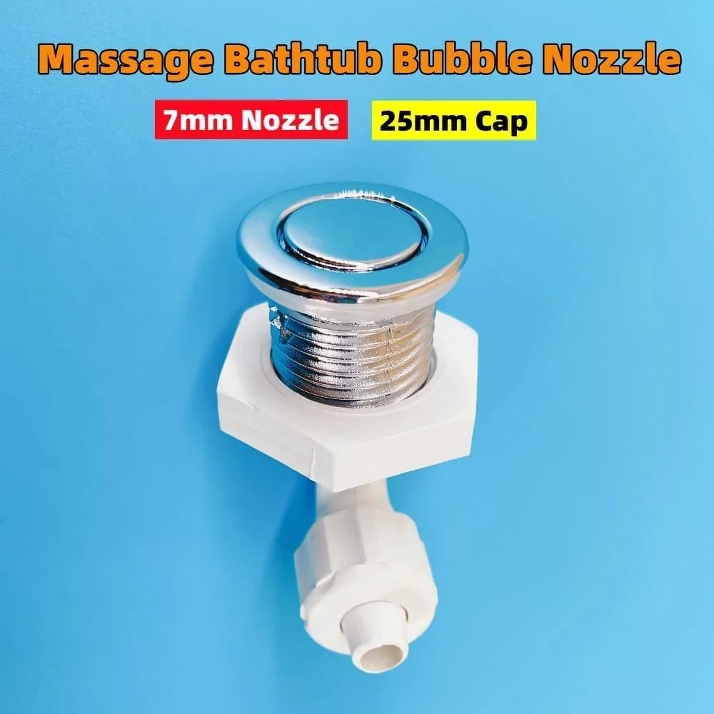 Ugello 0. 7mm coperchio da 25mm ugello a bolle Ultra sottile con dado di bloccaggio tappo cromato Base in PVC vasca idromassaggio ugello a getto d'aria per vasca idromassaggio