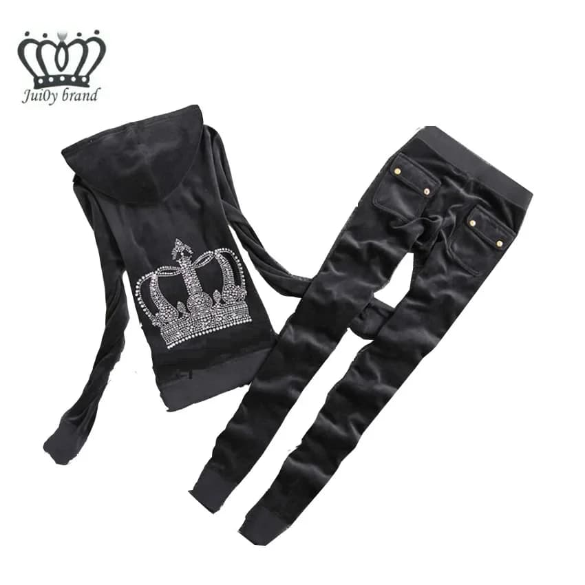 Tracksuit Women Velvet Women's Brand Velour Sewing Suit Women Track Suit Hoodies And Pants Sets JC couture Customized Wholesale
