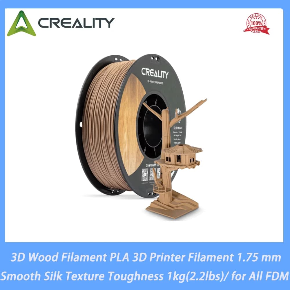 Filamento in Legno Creality 3D PLA per Stampanti 3D, 1.75 mm, Texture Liscia e Setosa, Resistente, 1kg (2.2 libbre) per Tutte le Stampanti FDM (Legno)