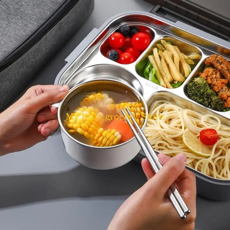 D5BD Lunch Box Termico con 6 Scomparti Contenitore per Alimenti Diviso a Prova Perdite in Acciaio Inossidabile per in