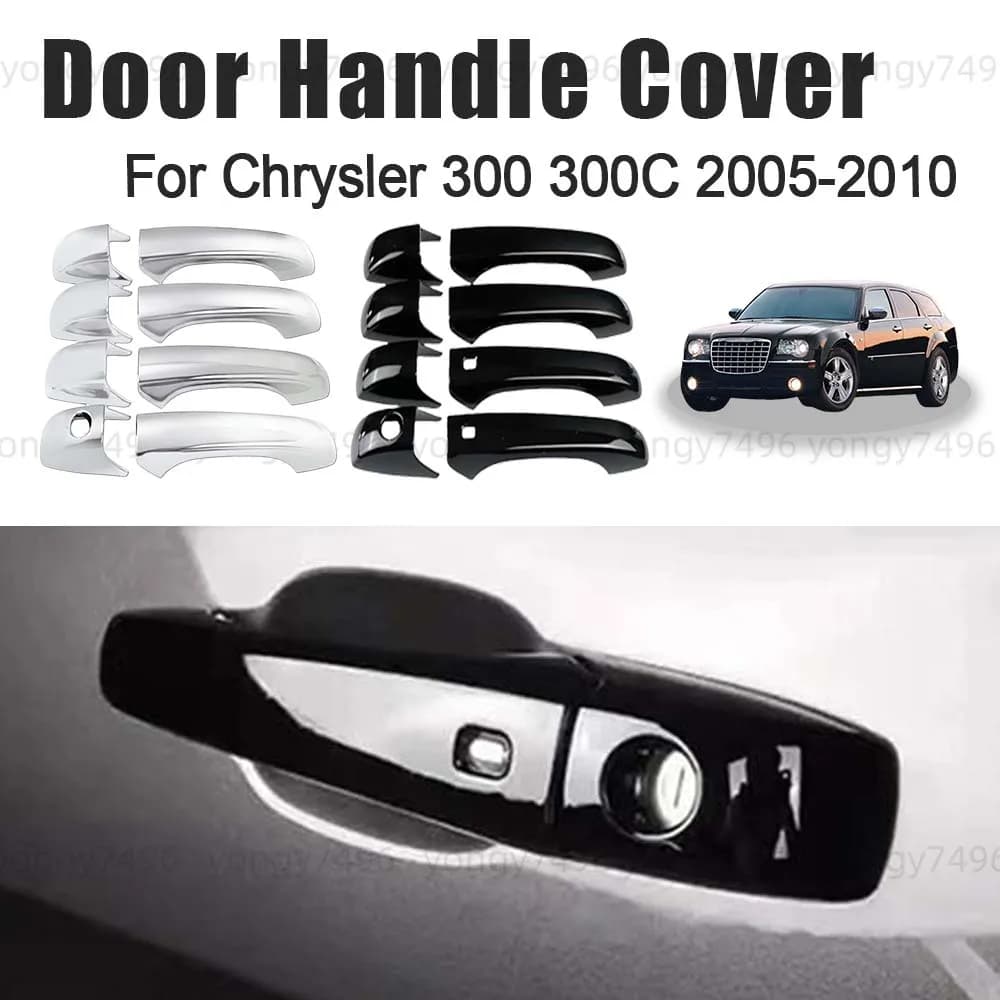 Car Upgrade Glossy Black Chrome Silver Door Handle Cover For Chrysler 300 300C 2005 2006 2007 2008 2009 2010 Car Decoration