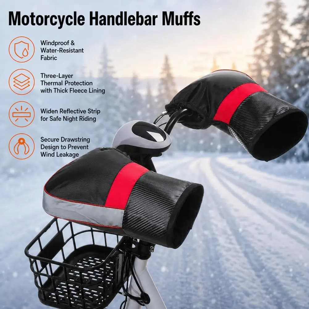 1pair Handlebar Gloves Motorcycle Winter Handlebar Covers Thick Warm Grip Handle Bar Muff Rainproof Winter Warmer Gloves