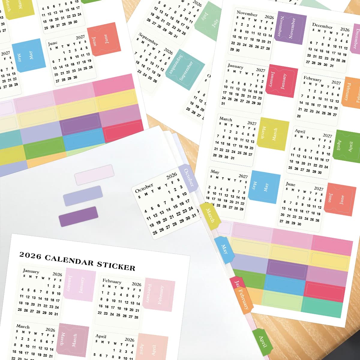 2 adesivi per calendario 2026, adesivi per agenda mensile, etichette per scrapbooking fai da te, quaderni, pianificazione, uso scolastico/ufficio