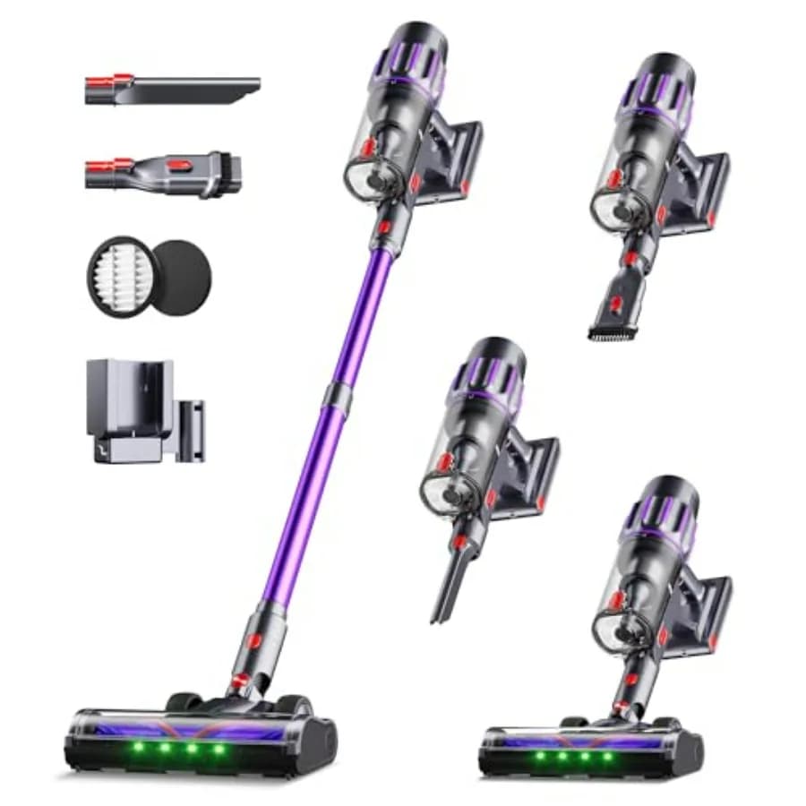 Aspirapolvere Senza Fili 650W 55KPA 90 Minuti per Pavimenti, Tappeti e Peli di Animali Domestici con Display Intelligente Autoportante e Sistema Anti-Groviglio a V
