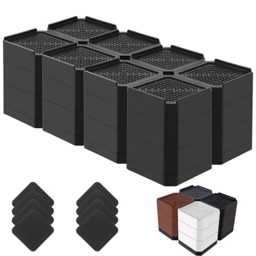 Rialzi per Letto Regolabili Resistenti, Blocchi Rialzanti per Mobili da 1.5, 3, 4.3 Pollici per Divano, Tavolo, Scrivania, Gambe di Sedie, Frigorifero W