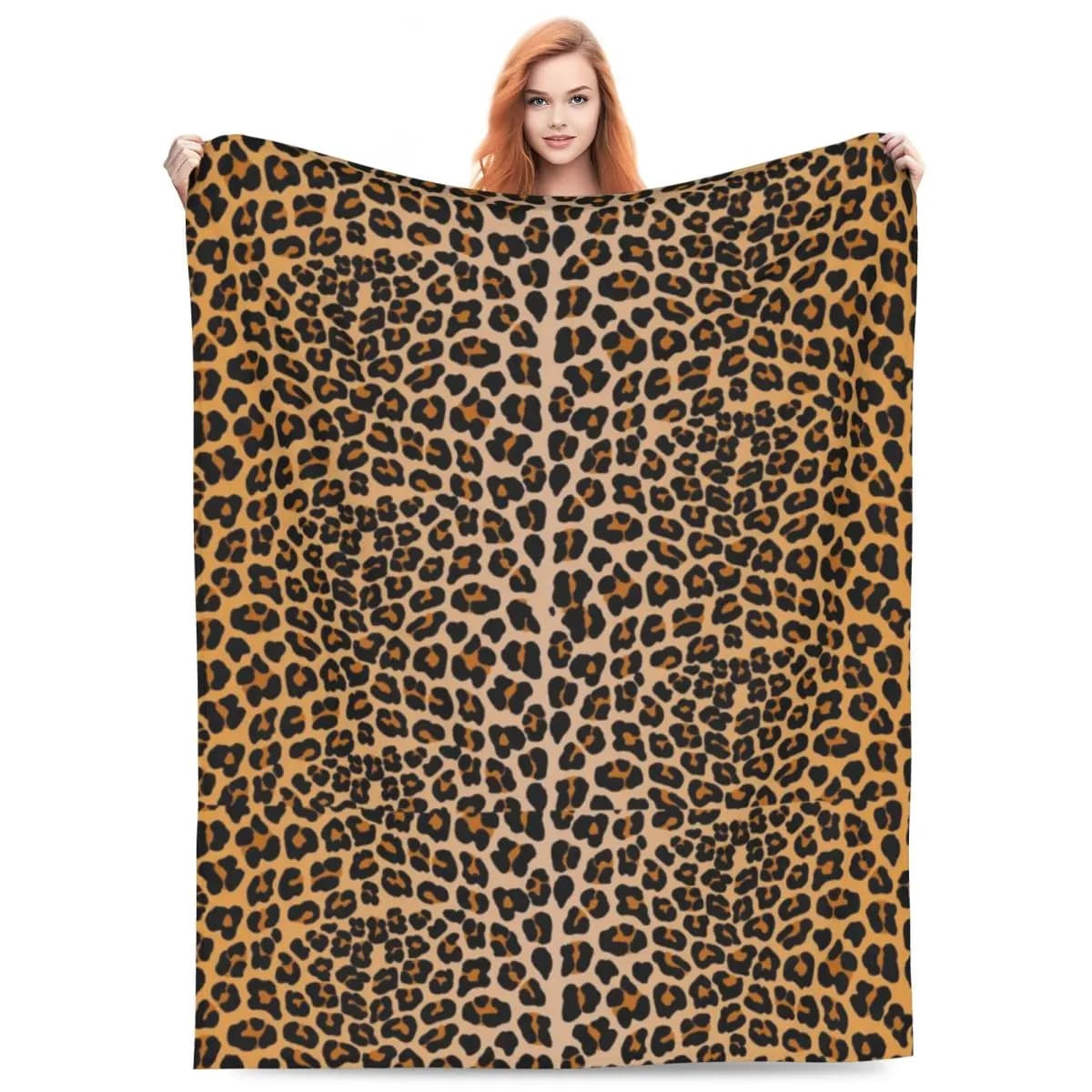 Leopard Print Blanket Soft Warm Flannel Throw Blanket Plush for Bed Living room Picnic Travel Home Sofa