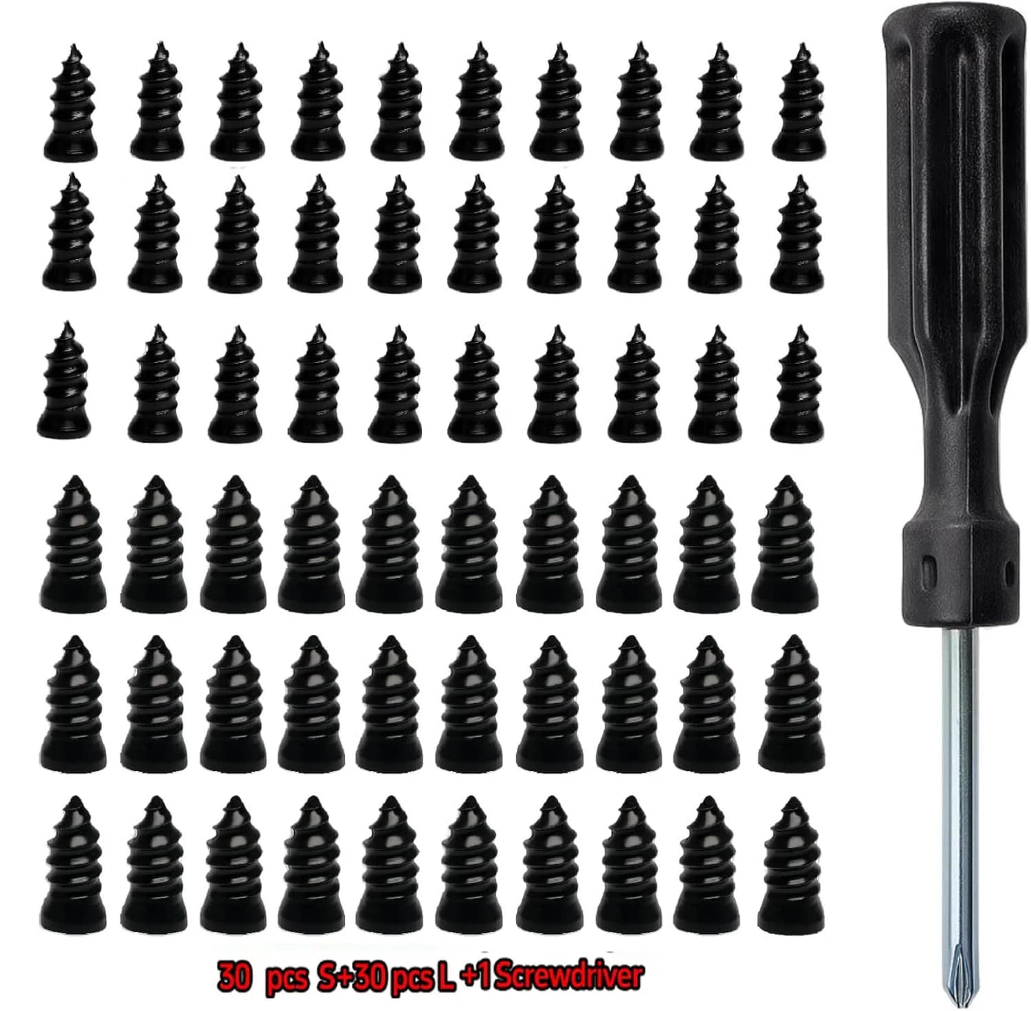 Kit Riparazione Pneumatici Sottovuoto: 60 Pezzi di Chiodi e Viti per Riparazione Forature Moto e Auto, Set di Attrezzi per Ruote Tubeless