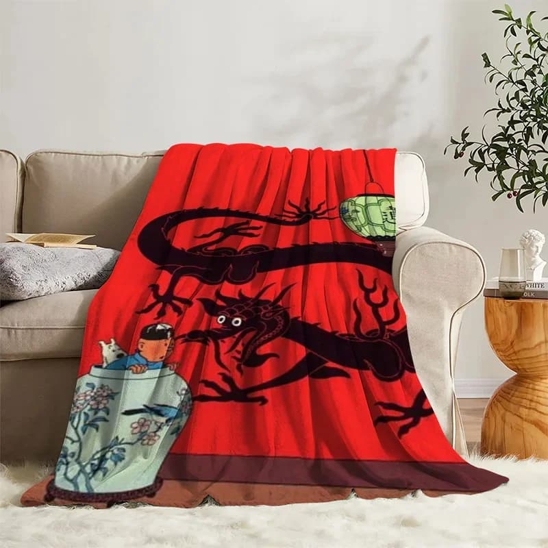 Anime coperta Tintins flanella divano Camp Nap copriletto morbida coperta in pile tessili per la casa regalo di compleanno coperta arredamento camera da letto