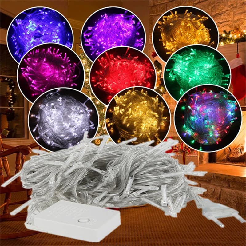 220V EU Plug 10M Outdoor Christmas 100 LED String Light ghirlande Decoraction Fairy Lamp For Home Wedding Party Holiday Lights