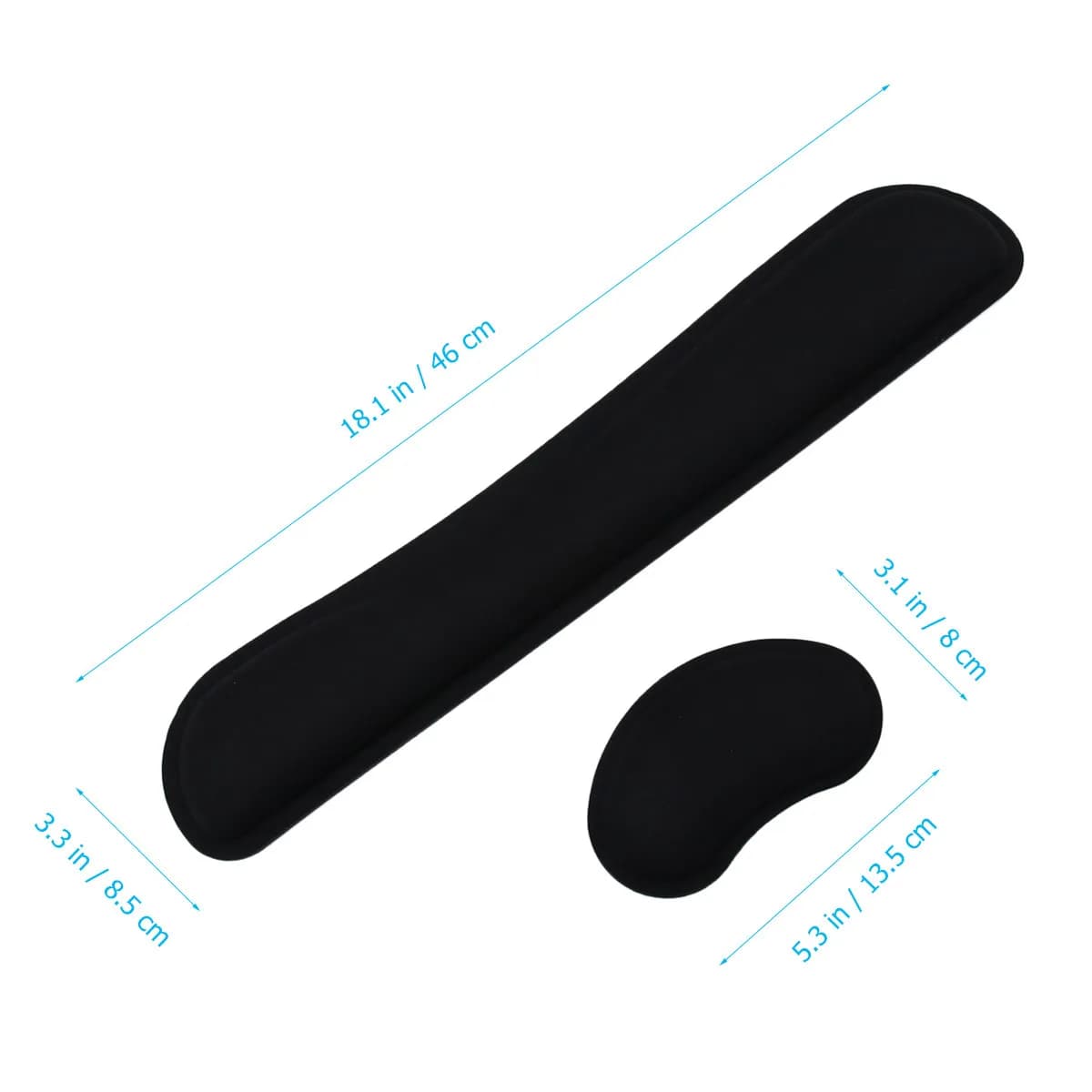 Set di 2 Poggiapolsi Ergonomici in Memory Foam per Tastiera e Tappetino Mouse con Base Antiscivolo in Gomma per Ufficio, Gaming e Lavoro