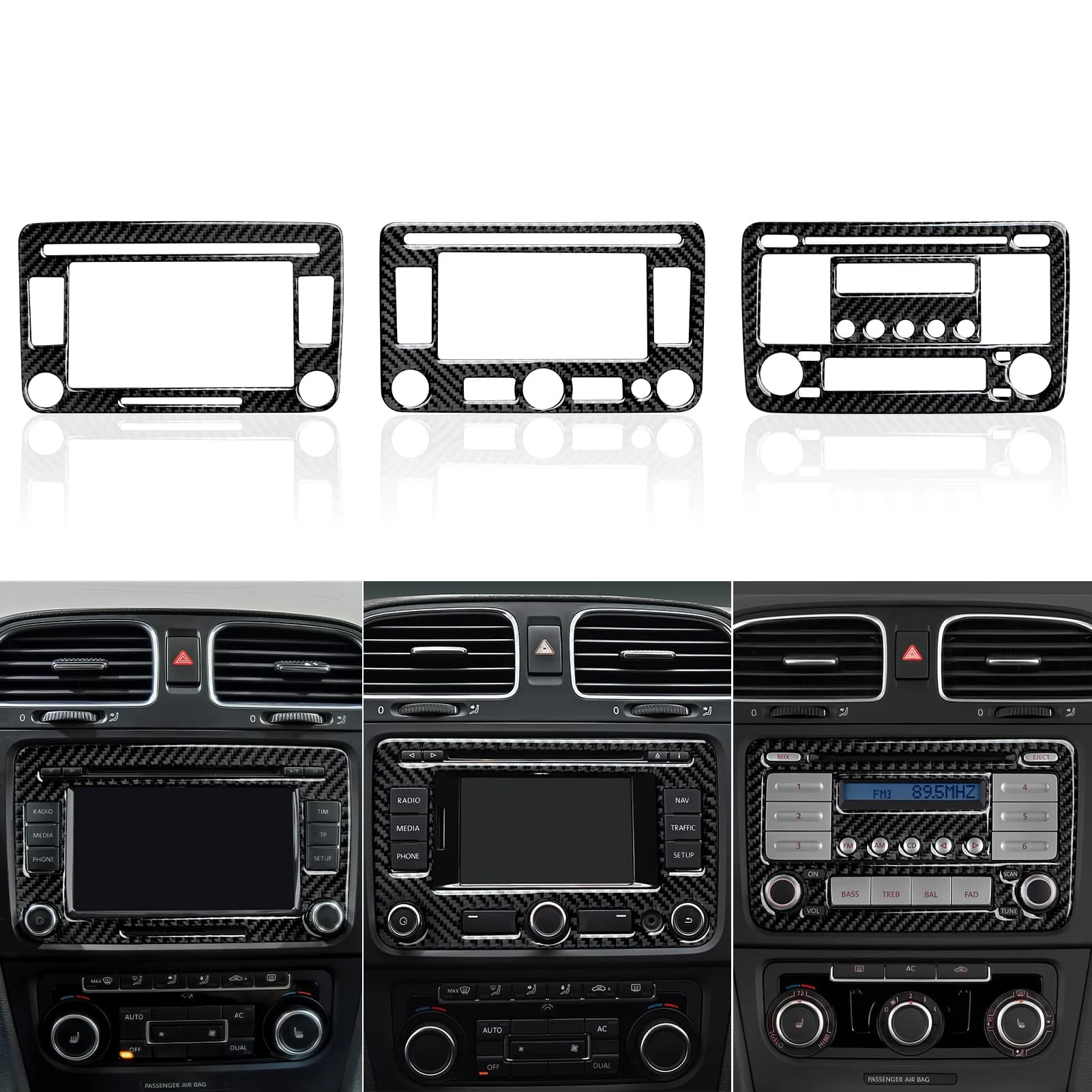 Per Volkswagen Golf VI MK6 Plus R GTI (2010-2014) Console centrale per auto CD/Pannello di regolazione del clima Rivestimento adesivo interno in fibra di carbonio