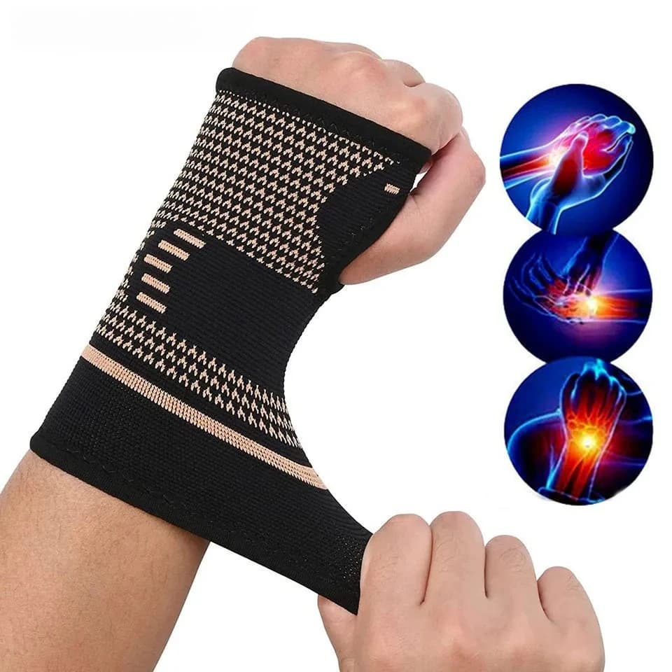 1 Pezzo Fascia da Polso Elastica in Fibra di Rame, Supporto per Mano e Polso per Palestra, Tennis, Fitness, Powerlifting