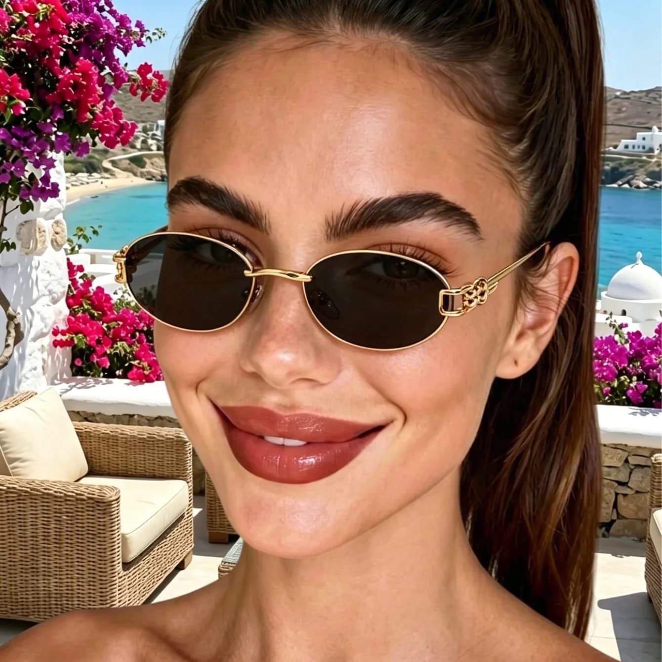 New Style Women's Fashionable Glasses with High Aesthetic Value, Oval Shape, Casual Retro Style for Daily Wear