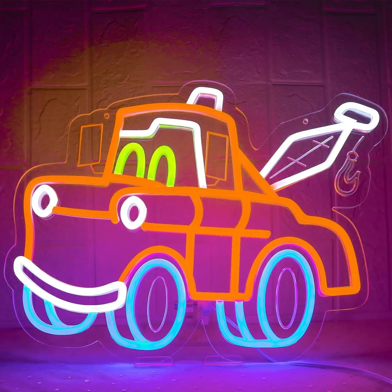 Insegna al Neon a LED Dimmerabile USB a Forma di Camion da Soccorso Cartone Animato per Camera da Letto, Stanza dei Ragazzi, Cameretta, Dormitorio, Decorazione Murale, Regali per Bambini
