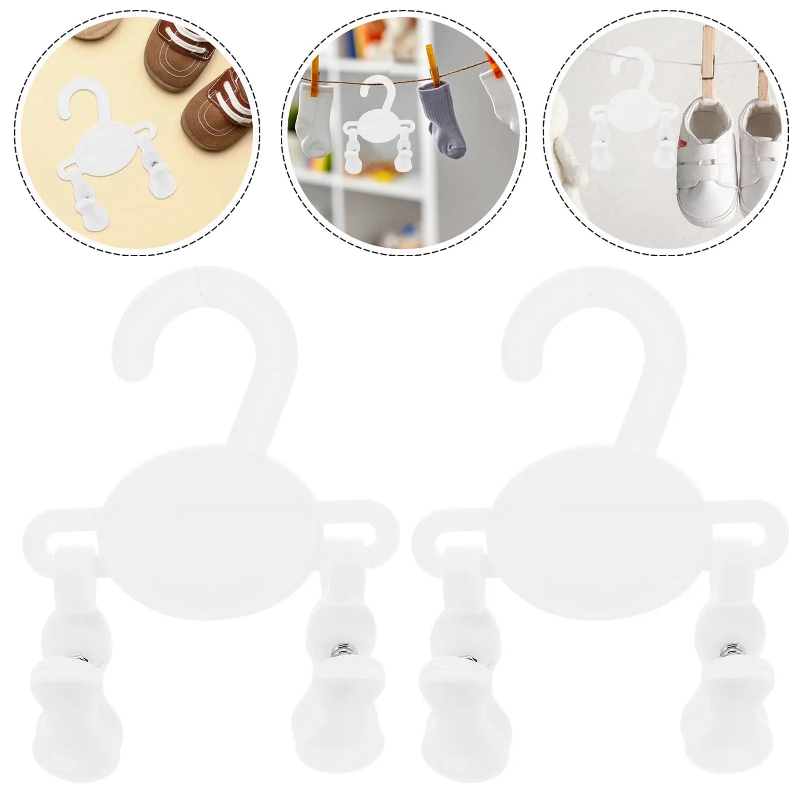 10 Pieces Hooks for Kids Shoes, Plastic Dresses for Slippers, Cabinet Organizer for Wardrobe, Socks Clothes rack, Newborn Clothes Holder