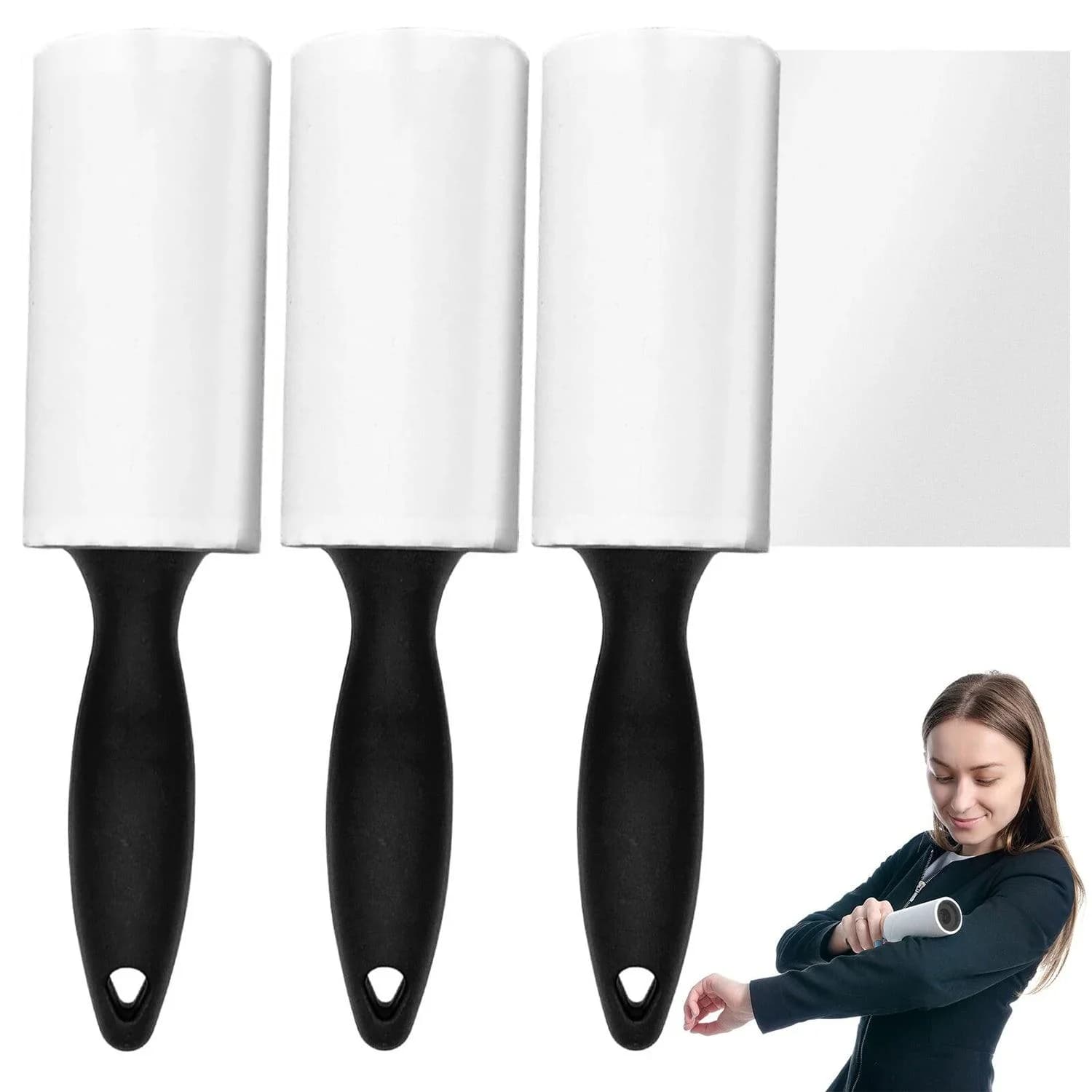 Sticky Roll for Clothes - 3pk Lint Roller Refills Rolls Pet Hair Clothes Fluff Dust Remover Sticky