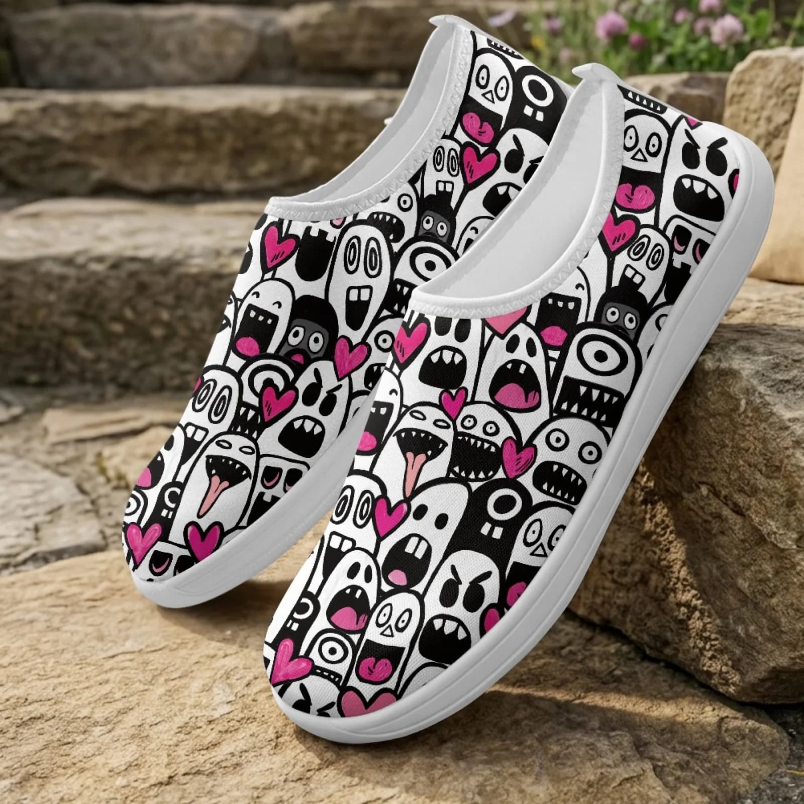 XIXIRIMIDO Women's Slip-on Wide-toed Shoe Nurse Shoes Men's Sneakers and Casual Shoes Zapatillas de Mujer Ghost Halloween