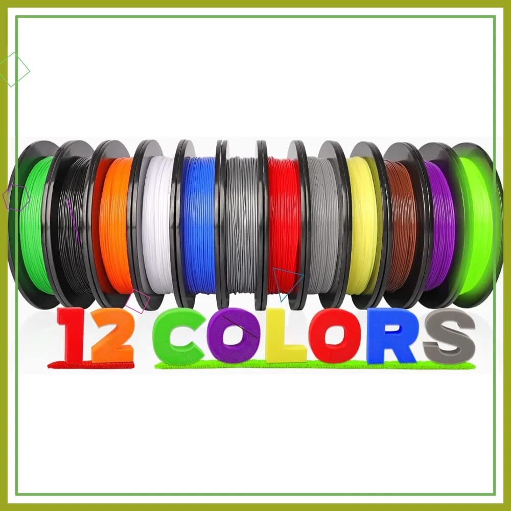 12 Confezioni di Filamento PLA Pro per Stampante 3D 1.75mm, Colori Assortiti, 500g Ciascuno, 6KG Totali, Avvolgimento Ordinato per Ender 3