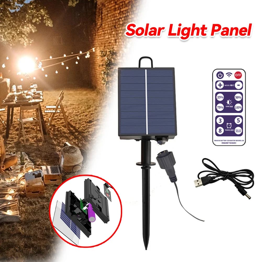 Kit Batteria Solare 1-5 Pezzi con Pannello al Litio, Luce con Trapano, Telecomando, 12000mAh per Strisce LED